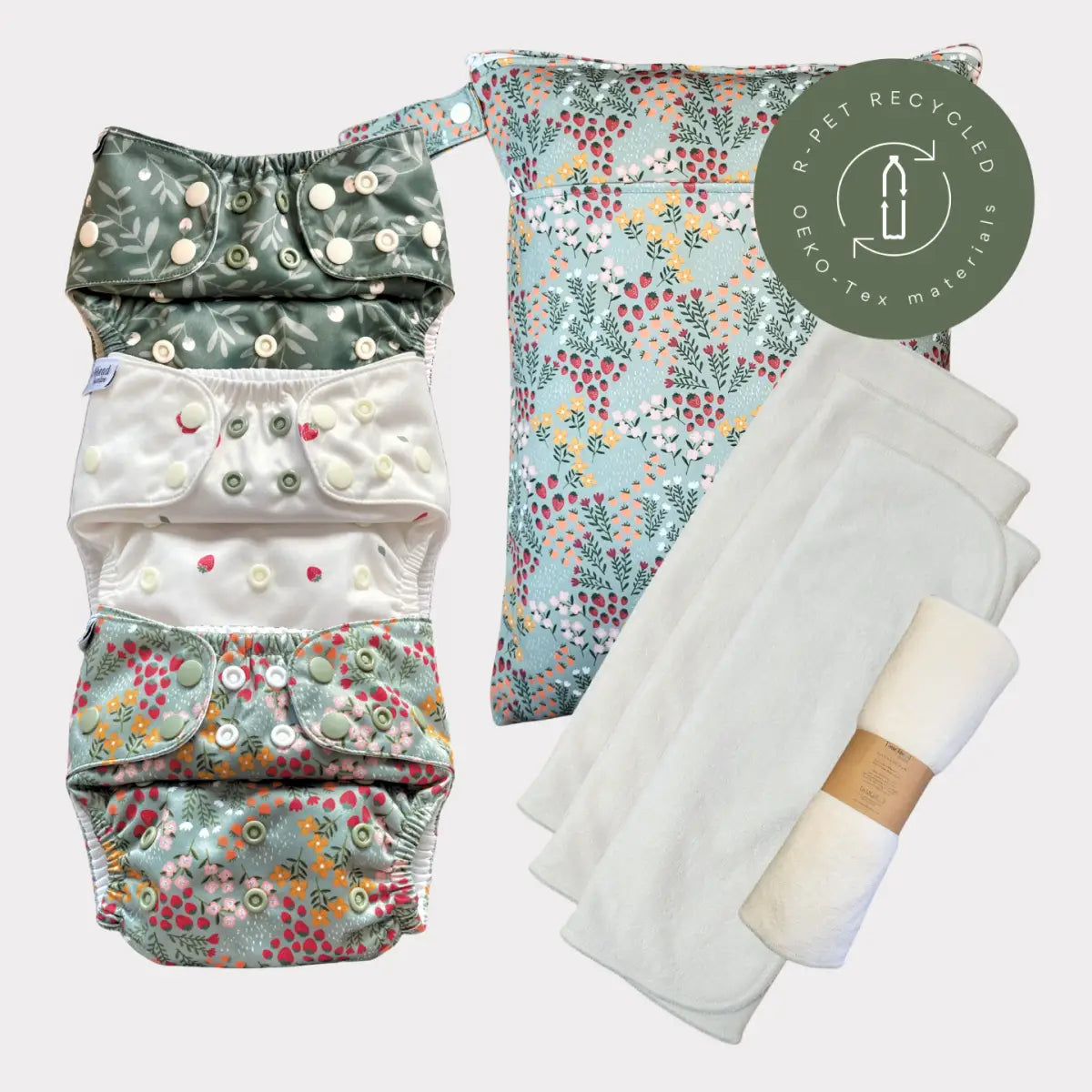 Startpaket Slim | Pocketblöja 3-15kg - Humleblomster grön