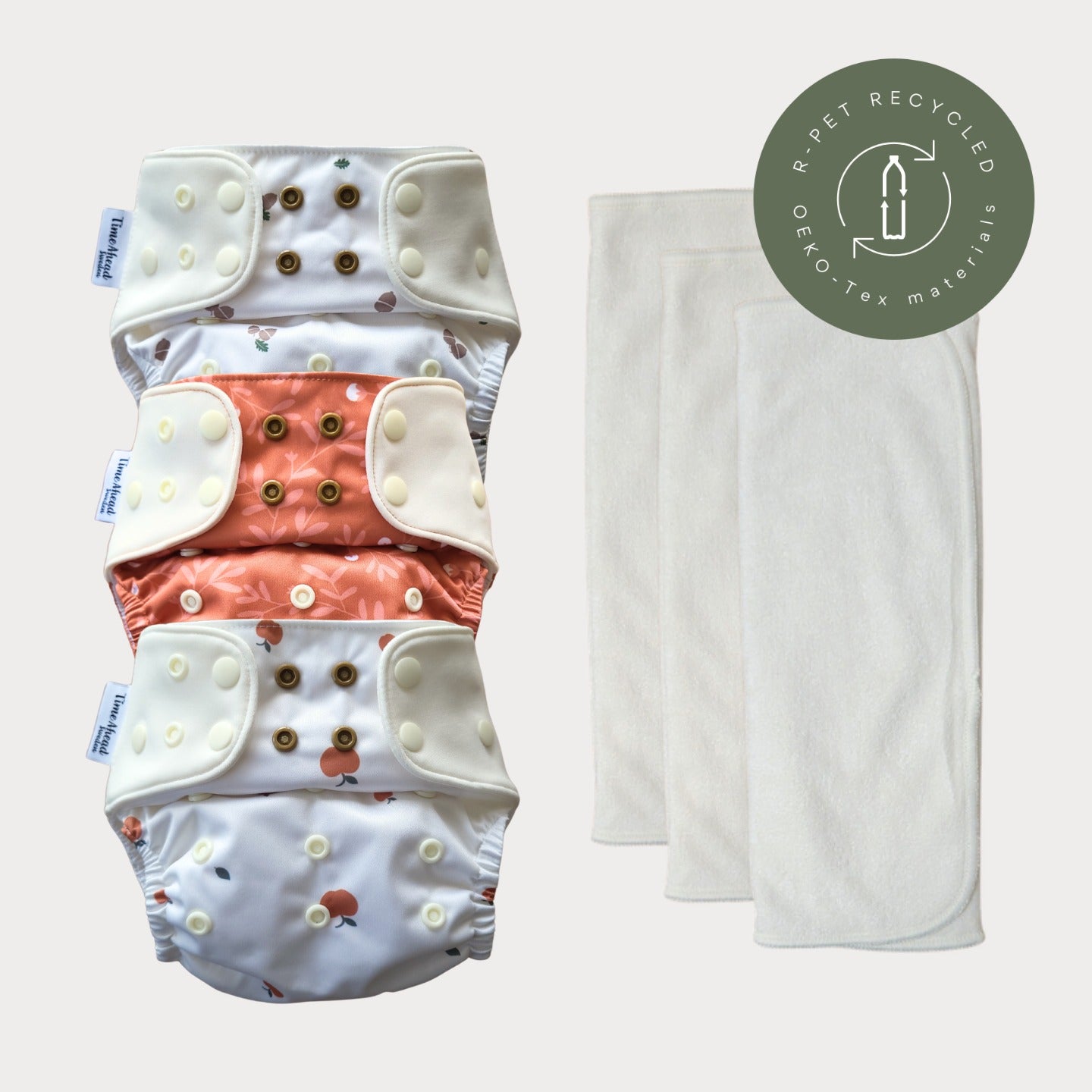 Startpaket Komfort Pocketblöja – Ekollon, Humleblomster koppar och Äpple