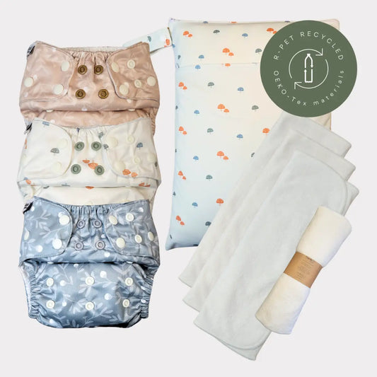 Startpaket Slim | Pocketblöja 3-15kg - Humleblomster beige