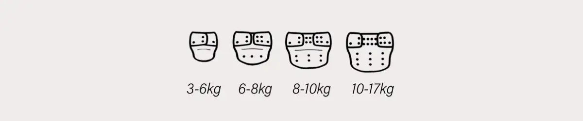 Vit babybärare med justerbara remmar och fickor för förvaring.